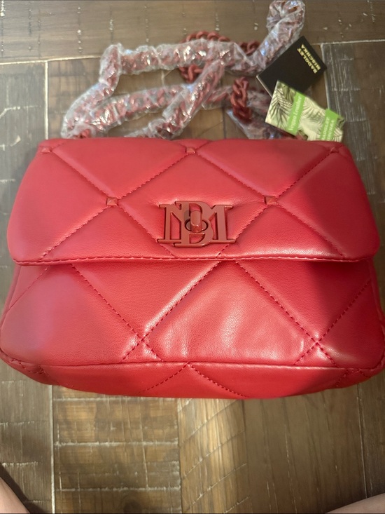 Badgley Mischka Handbags - Badgley Mischka Quilted Red Shoulder Bag with Red Chain Strap